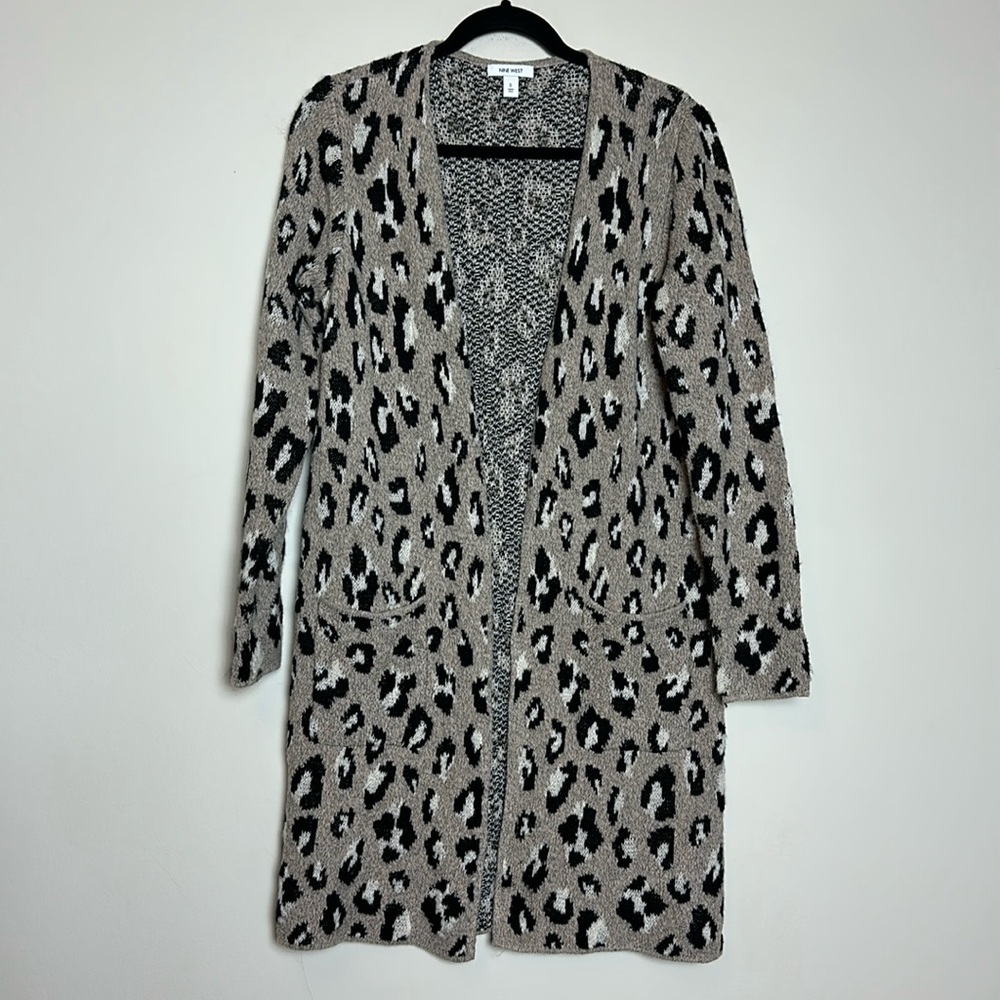 Nine West Animal Print Elongated‎ Duster Stretchy Soft Size Small